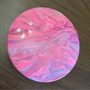 Elegant Pink and Purple Acrylic Paint Pour Trinket Wood Box Organizer